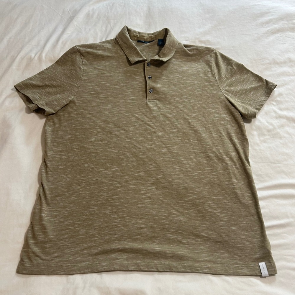 Perry Ellis Mens XL‎ Polo Shirt Tan Space Dye Slub Knit Short Sleeve RT22895